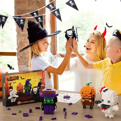 Halloween Pumpkin Ghost Witch Devil Building Blocks Kit for Kids Halloween Bricks Figures Set Toys Gifts for Kids Party Favors Goodie Bags Stuffers Easter Basket Stuffers Boys Girls 6 up