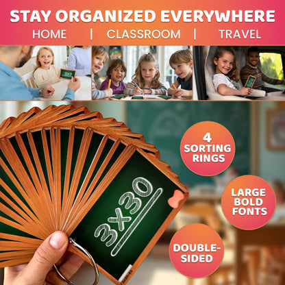 QUOKKA Math Flash Cards for Kids Ages 4-8 - Addition and Subtraction, Multiplication and Division Games for Kids 5-7 - 278 Double-Sided Flashcards for Studying - Large Bold Fonts - Flash Card Rings