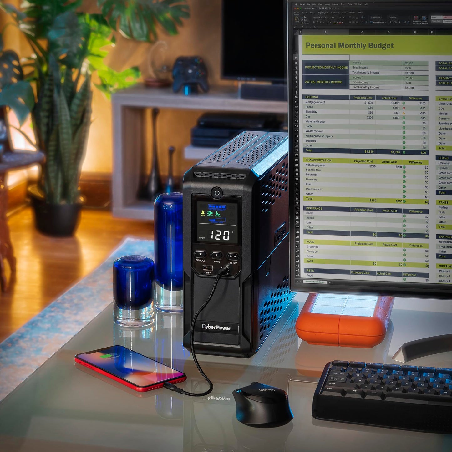 CyberPower BRG1500AVRLCD2 Intelligent LCD UPS Battery Backup and Surge Protector, 1500VA/900W, 12 Outlets 2 USB Ports, AVR, Mini-Tower, UL Certified, 5-Year Warranty