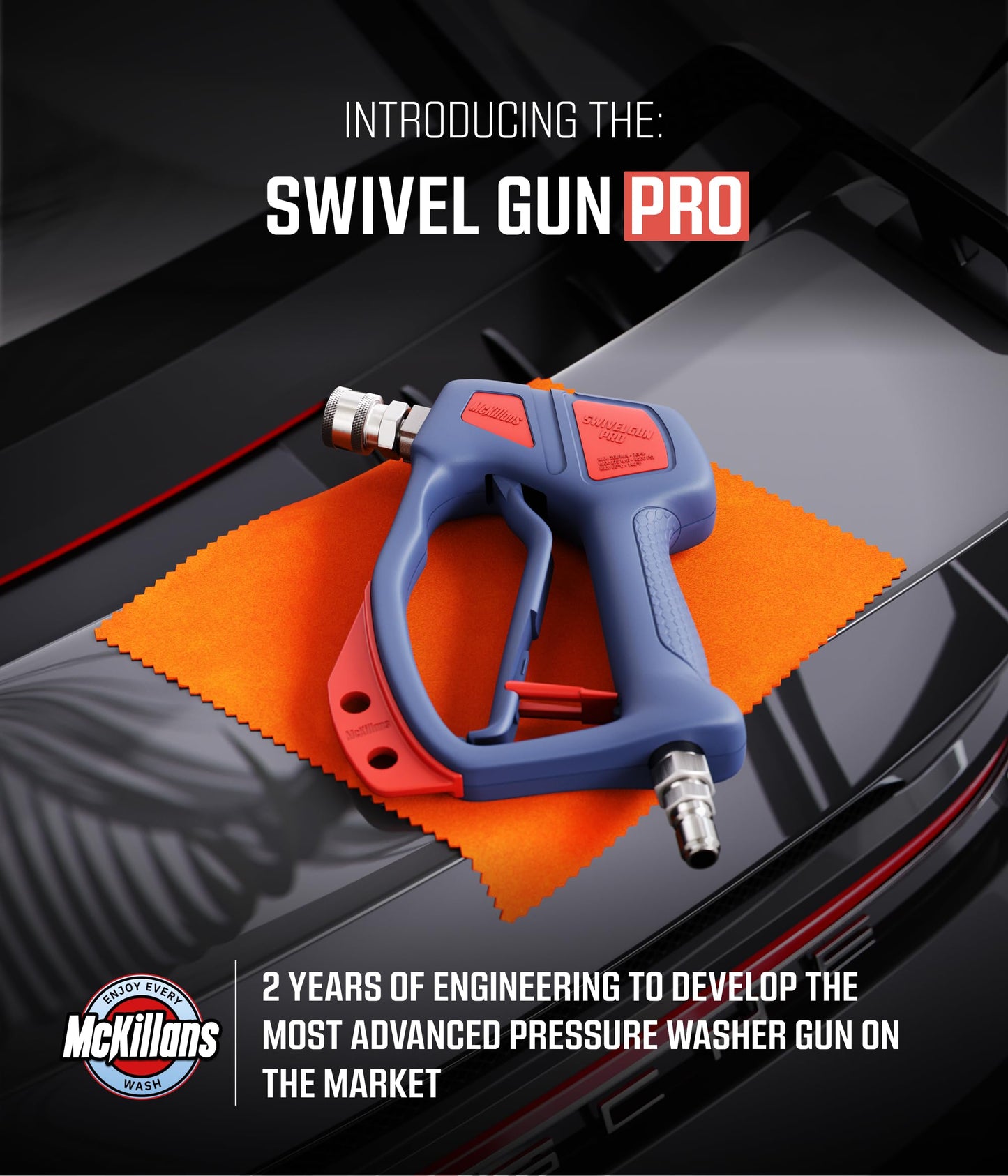 McKillans® Swivel Gun PRO + Foam Cannon Wide Mouth + Car Pressure Washer Extension Wand + Stainless Steel Quick Connect Kit M22-14mm to 3/8" Male Female Quick Disconnect Kit for Power Wash Bundle
