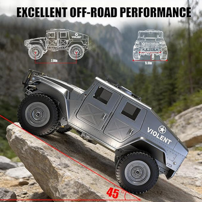 2.4GHz All Terrain RC Military Truck 4WD Remote Control Car Off Road Waterproof with Headlights Turn Signal Lights and Rechargeable Batteries Vehicle Toy Gifts for Adults Kids Age 8+ (Yellow)