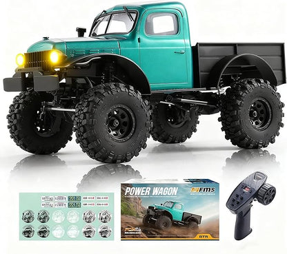 BEEZRC FMS RC Crawler 1/24 FCX24 Brushless Power Wagon RTR 4WD RC Rock Car with BATRAZZI Tires Hobby Grade RC Car for Adult Model Remote Control Truck Off-Road Vehicle (Metallic Green)
