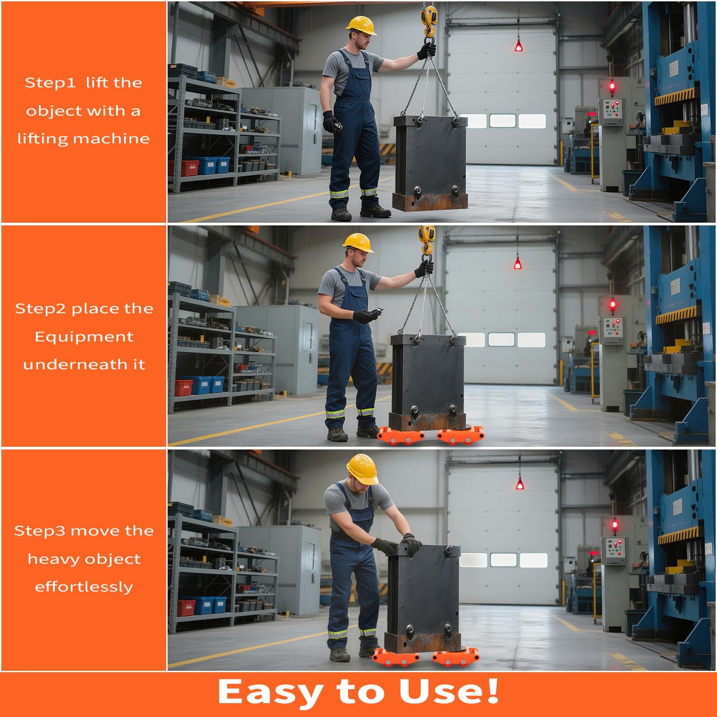 Garvee Machinery Mover Industrial Heavy Duty Skate Dolly with 4 Wheels & 360° Rotation Non-Slip Tray for Containers, Heavy Tools, Jobsite Box for Domestic and Industrial
