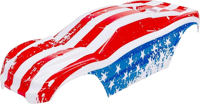 SummitLink Custom Body USA Flag Style Compatible for Rustler 4X4 Rustler BL-2S Rustler 4x4 Ultimate 1/10 Scale RC Car or Truck (Truck not Included) R4-US-02