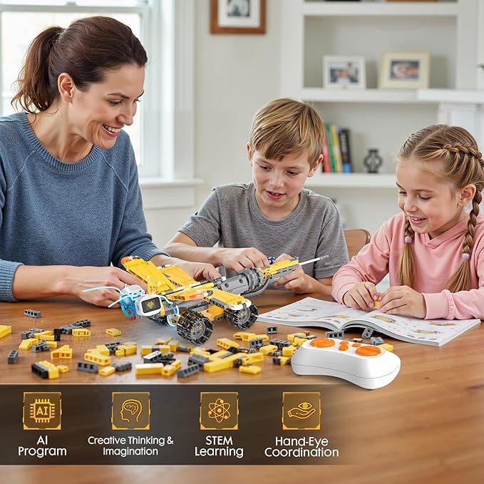5in1 STEM Robot Building Kits for Kids 6-12 App &amp Remote Control STEM Dinosaur Tank Robot Building Toys for Kids 899Pcs DIY Science Building Sets Erector Sets for Boys Girls Birthday Xmas Gifts