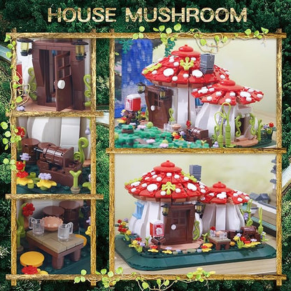 Mushroom House Building Blocks Sets(1126PCS)Creative Ideals Treehouse Building Blocks Best Present for 6+ Adults