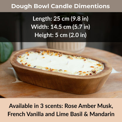 Wooden Dough Bowl Candle, French Vanilla, Elegantly Handcrafted Beautiful Centerpiece, Uniquely Yours, a Gift of Distinction.