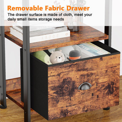Furologee 5 Tier Bookshelf with Drawer & Console Table with Charging Station, 3 Drawers and LED Light