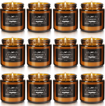 YOROXRG 12 Pcs Scented Candles with Added Natural Essential Oils, 3.05oz, Suitable for Various Festivals, Parties, Yoga, and Home Scene