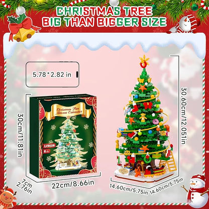 Christmas Tree Building Block Set with Light Kit Building Toy Compatible with Christmas Sets Xmas Tree Holiday Decoration for Kids Ages 8-14 Stocking Stuffer Gift for Boy Girl Adults (661PCS)