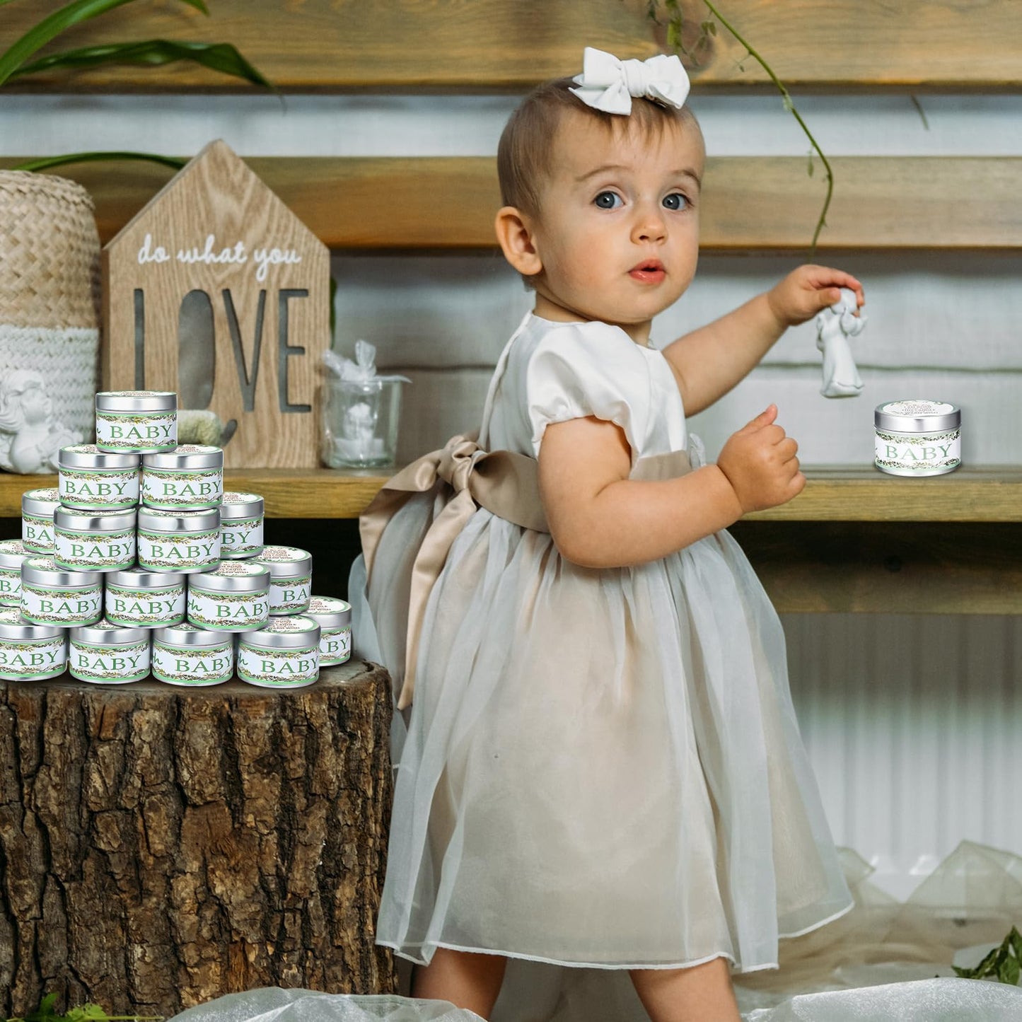 MTLEE 24 Pcs Eucalyptus Baby Shower Party Favors Candles Lavender Scented Baby Shower Favors for Guests Rustic Tealights Candles Gender Reveal Return Gifts (1.2 Oz, Sage Green)