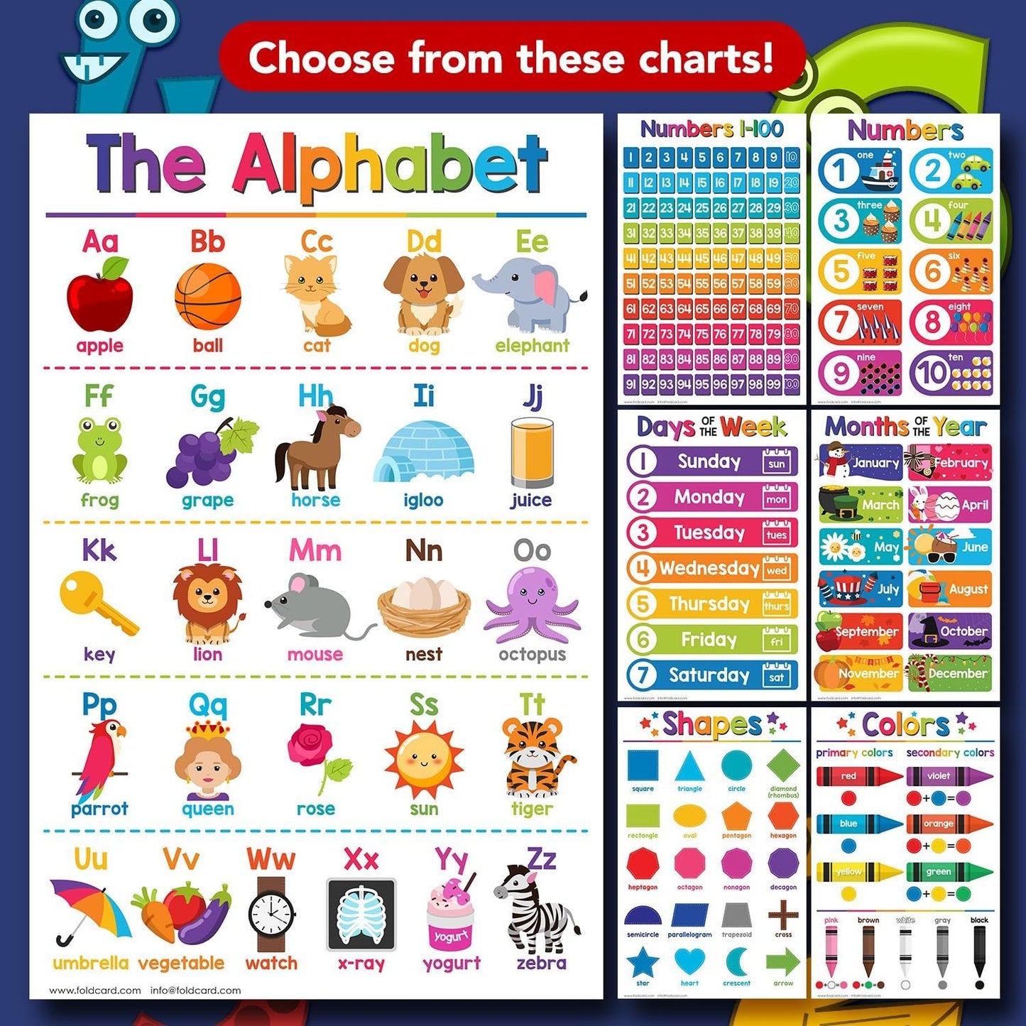 Place Value Math Educational Charts for Preschool to Gradeschool – Colorful Mathematics Visual / Learning Aid Poster for Classroom or Home | Printed on Glossy Durable Cardstock | 11 x 17" | 5 per Pack