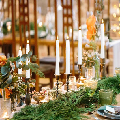SEHNSY Dripless Flameless Taper Candles 9.6", Battery Operated LED Candles with Remote and Timer, Unique Candlesticks with 3D Flame for Wedding Decor, 6 Pack White