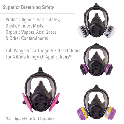 Honeywell North RU6500 Series Full Face Respirator with 5-Point Head Strap, Large (RU65001L)