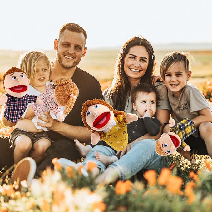 6 Pcs Family Hand Puppets 12 Inch Grandparents Mom &amp Dad Brother &amp Sister Plush Hand Puppet Toys Role-Play Toy Puppets for Kids Storytelling Imaginative Pretend Play Teaching Preschool(6 Fam