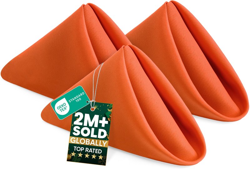 Utopia Home [288 Pack, Orange] Cloth Napkins 20x20 Inches, 100% Polyester Hemmed Edges, Washable and Reusable Ideal for Parties, Weddings and Dinners