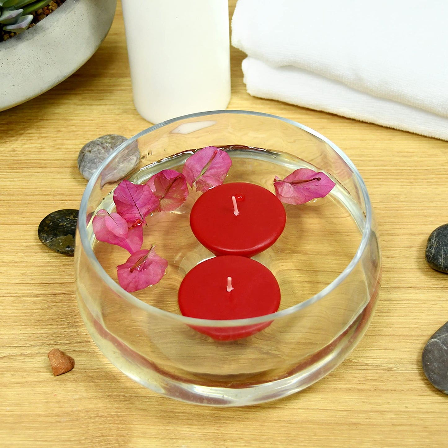 Zest Candle 24-Piece Floating Candles, 2.25-Inch, Red