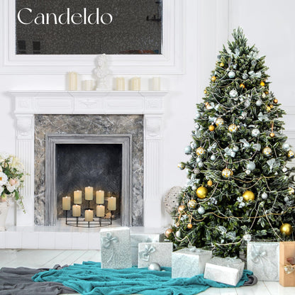 Candeldo Candelabra Fireplace Candle Holder: Black Metal Pillar Candle Holders for Inside Fireplace Mantle Decor Floor Candelabras Table Centerpiece