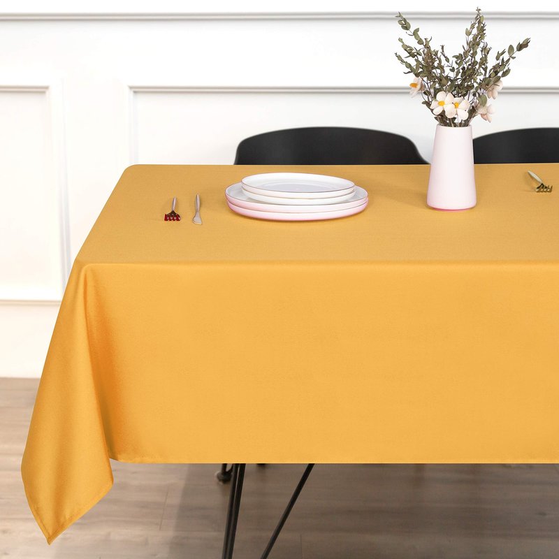 sancua Rectangle Tablecloth - 90 x 132 Inch - Stain and Wrinkle Resistant Washable Polyester Table Cloth, Decorative Fabric Table Cover for Dining Tables, Buffet Parties and Camping, Gold