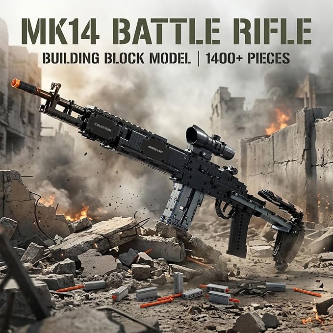 MK14 Model Building Block Set 1568 Pcs Military Building Set Gift for Adults &amp Teens