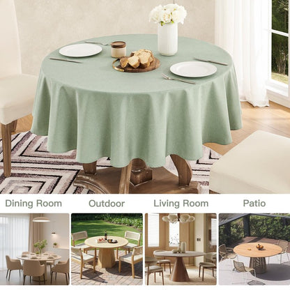 Veblandy Tablecloth Linen Textured Waterproof & Stain Resistant Table Cloth Wrinkle Free Decorative Fabric Farmhouse Table Cover for Dining/Party/Buffet/Wedding, 60 x 60 Inch, Sage Green