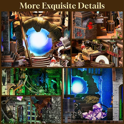 Book Nook Kit DIY Miniature House Dollhouse Kit for Adults and Teens Booknook Tiny House Bookshelf Decor (Blade and Magic)