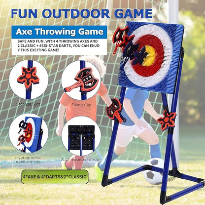 Axe Throwing Game for Backyard - 2-in-1 Axe Throwing Target Set with 4 Throwing Axes &amp 6 Darts - Easy to Carry Axe Throwing Target Game for Family &amp Adults - Carnival Games &amp Outdoor Indoo