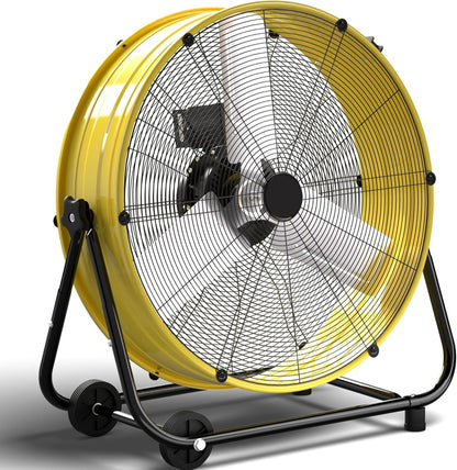 KEGIAN 30" Industrial Floor Fan, 14000 CFM High Velocity Drum Shop Fan, Heavy Duty, 3-Speed, 360° Fully Adjustable Tilt, Portable Wheels & Handle for Commercial, Warehouse, Garage, Workshop, Gym-ETL