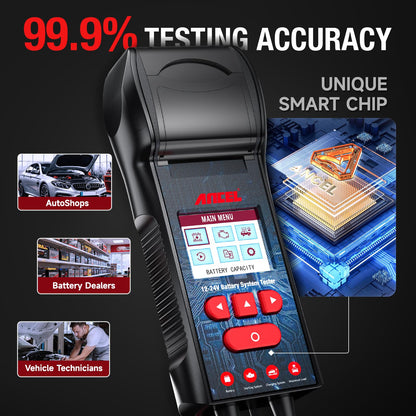 ANCEL BST600 12V 24V Battery Tester with Printer, 100-2000 CCA Lead-Acid Battery Alternator Tester, Cranking Charging System Analyzer for Cars Trucks RV Marine Motorcycles