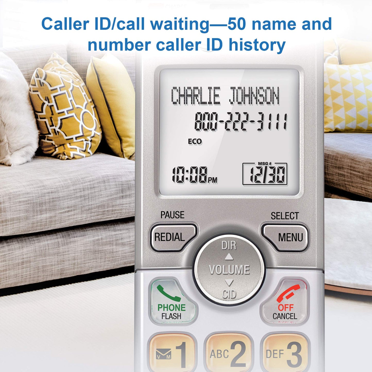 AT&T EL51203 2 Handset DECT 6.0 Cordless Home Phone Full-Duplex Handset Speakerphone, Backlit Display, Lighted Keypad, Caller ID/Call Waiting, Phonebook, Eco Mode, Voicemail Key, Quiet Mode,Intercom