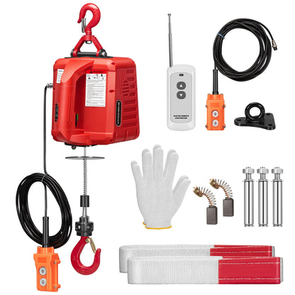 VIVOHOME 3-in-1 Electric Hoist, Powerful 110V Portable Winch with 1100Lbs Loading Capacity with SPECSTAR Hand Chain Hoist 1 Ton 2200 Lbs Capacity 10 Feet with 2 Heavy Duty Hooks