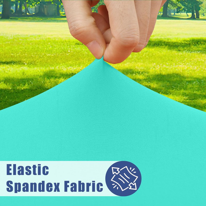 Moosfor Round Spandex Tablecloth, Elastic Fitted Waterproof Tablecloths for 31"-35" Tables, Stretch Washable Picnic Table Cover for Camping, Dining, Indoor and Outdoor,Aqua Blue