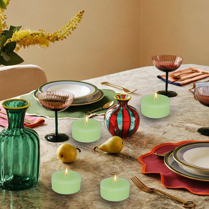 Light Green Tea Candles Tea Lights Smokeless Osmanthus Scent Tealight Candles Handmade Tealights Set of 24 Long Burning for Wedding Meditation Dinner Home Decor