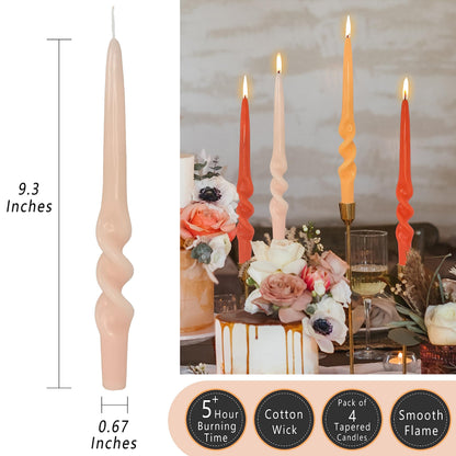 Spiral Taper Candles Twisted Candle Sticks Unscented Handmade Candles Gradient Orange Candlesticks Dinner Candles for Home Decor Wedding Gatherings Relaxation Special Occasions Celebrations