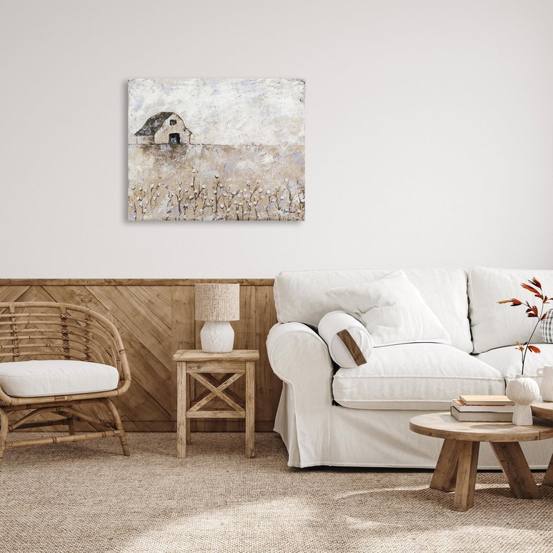 Stupell Industries 'White Barn Distressed Landscape', Canvas Art, 40 x 30 Inches, Easy to Hang and Sturdy, Made in USA, by Britt Hallowell