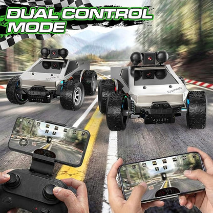 RC Cars with Camera Remote Control Truck with 720P HD FPV Camera All-Terrain Remote Control Car with Led Light Rechargeable Battery 1:28 RC Car Vehicle Toy Gifts for Kids Boys Girls