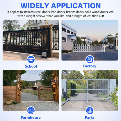 4400lb Automatic Sliding Gate Opener APP Control with 4 Remotes,750W Electric Sliding Gate Opener Automatic Motor Remote Kit with Wireless Keyboard for Sliding Gate Opener Up to 40ft