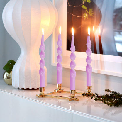 10 Inch Taper Candles Candle Sticks Unscented Handmade 2 Pack Smokeless Long Time Twisted Candlesticks for Wedding Decoration Yoga(Purple)