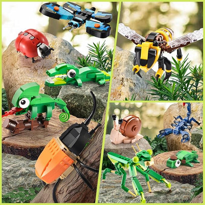 Insects Collection Building Set for Kids 10 Packs Bug Building Blocks Animals Insect Bug Toys Party Favors Ideal Gift for Boys Girls