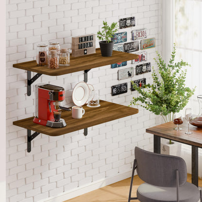 Dogsky 2-Pack Garage Storage Shelving Wall Mounted 36x24 Inches-Heavy Duty Floating Wall Shelf 300lbs Capacity with Engineered Wood - Utility Shelves for Garage, Closets, or Utility Rooms, Walnut