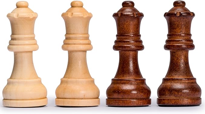 Husaria Staunton Tournament No. 4 Chessmen with 2 Extra Queens and Wooden Box 3-inch Kings