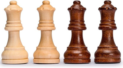 Husaria Staunton Tournament No. 4 Chessmen with 2 Extra Queens and Wooden Box 3-inch Kings