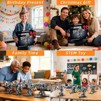 Mechanical Spinosaurus Dinosaur Building Set with Lights Rotatable Components &amp Display Stand STEM Building Set for Boys 8-14 Home Office Decor for Adults Mechanical Enthusiasts（742PCS）