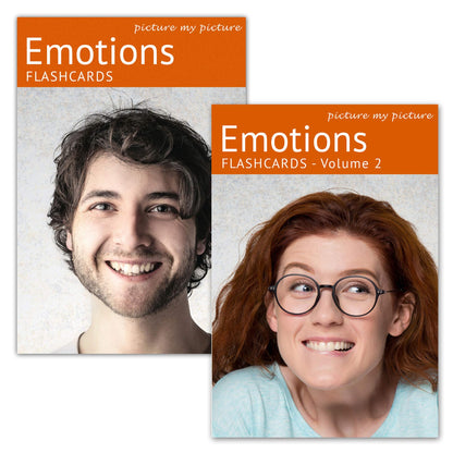 Picture My Picture Feelings Flash Card Bundle – Speech Therapy Tool for Vocabulary, Communication & Thinking, Scratch-Resistant with Activity Guide, Suitable for Education, ESL & ABA – Set of 80