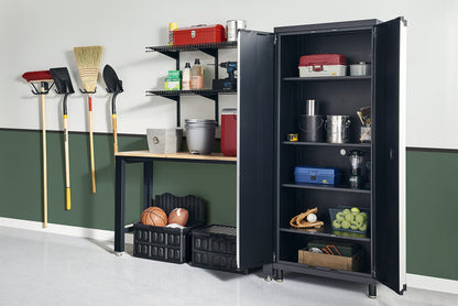 ClosetMaid ProGarage Tall Cabinet with Two Doors, Lock and Adjustable Shelves, for Garage Storage, Heavy Duty Steel, Black
