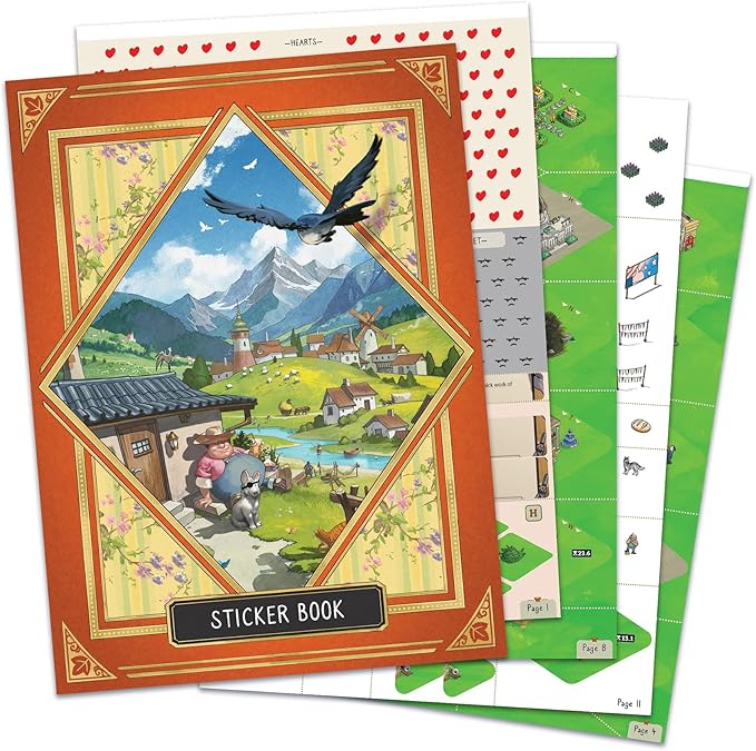 Asmodee Cozy Stickerville Board Game - Narrative Strategy Game of Village Building &amp Storytelling Family-Friendly Fun for Kids &amp Adults Ages 8+ 1-6 Players 30 Minute Playtime