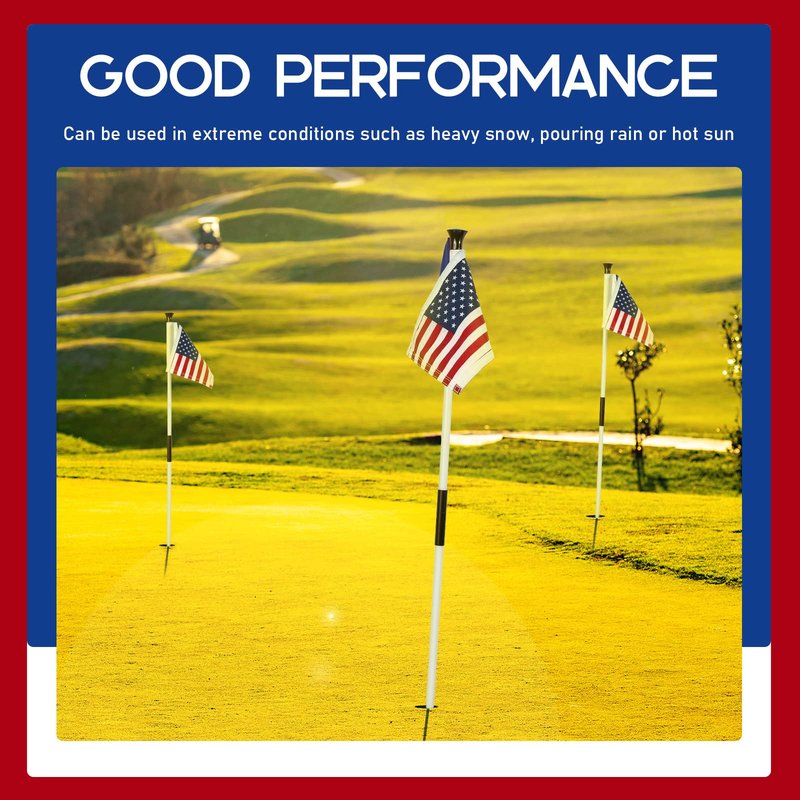 Moukeren 9 Pcs Golf Flag 8 x 6 Inch Putting Green Standard Practice American USA Double Side 420d Nylon for Indoor Outdoor Backyard Veterans Day Patriotic(hole Diameter 0.51)