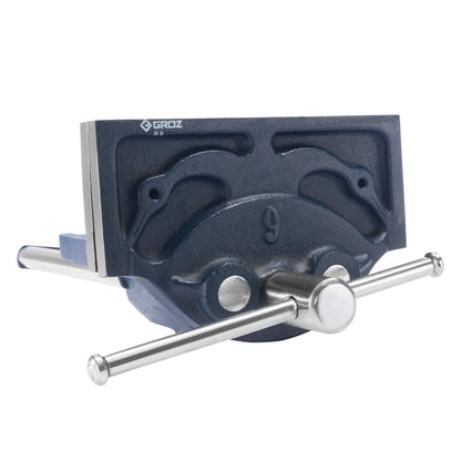 Groz 9" Rapid Action Woodworking Vise, 13-1/2" Jaw Opening, Buttress Thread Screw, Cast Iron Body with TOE-IN Jaws for Workbench Cabinet and Furniture Building (39012)