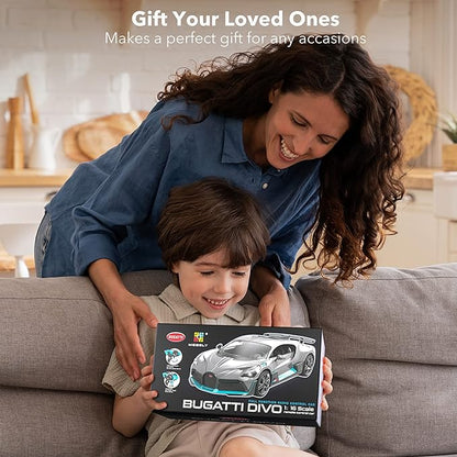 MIEBELY Remote Control Car Bugatti Divo 1/16 Scale Rc Cars 12Km/h 2.4Ghz Licensed Model Car 7.4V 500mAh Toy Car Headlight for Adults Boys Girls Age 6-12 Years Birthday Ideas Gift