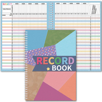 Fuyoooo Crafty and Cool Teacher Record Book Teacher Grade Books 2026-2027 Spiral Bound Record Planner 2026 Class Grade Book Office Favors for Classroom Attendance Decoration Double Sided
